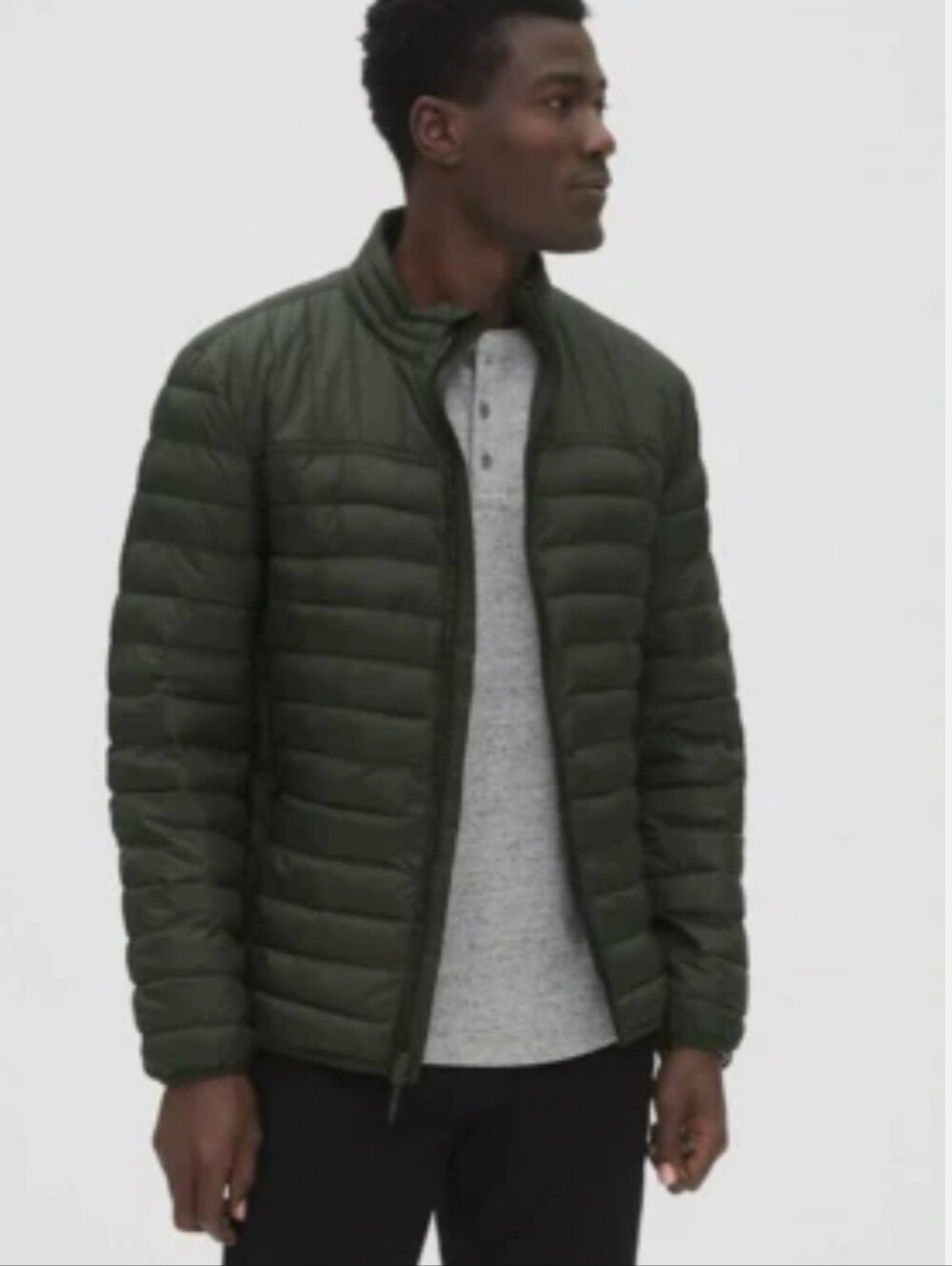 GAP Black Lightweight Quilted Puffer Full Zip Jacket Cold Control Size XL